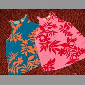 OLD NAVY Relaxed Sleeveless Keyhole Tops (Set of 2) with Tropical Palms - Size S